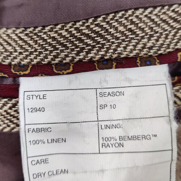 Men's J. Crew Blazer Brown Size 38R 100% Linen Ludlow Herringbone Old Money - Picture 9 of 11